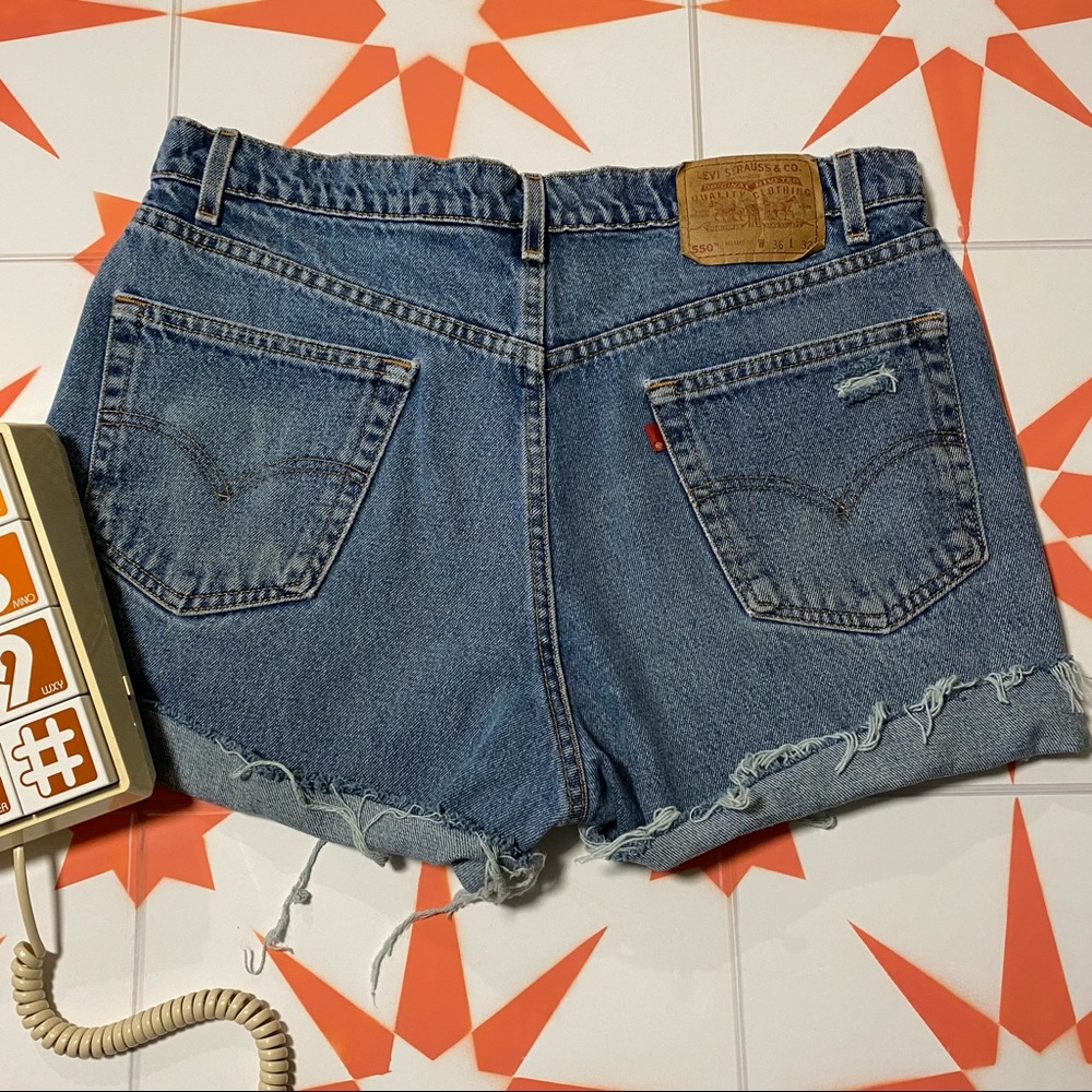 Levi 550 Mid Wash Denim Cutoffs